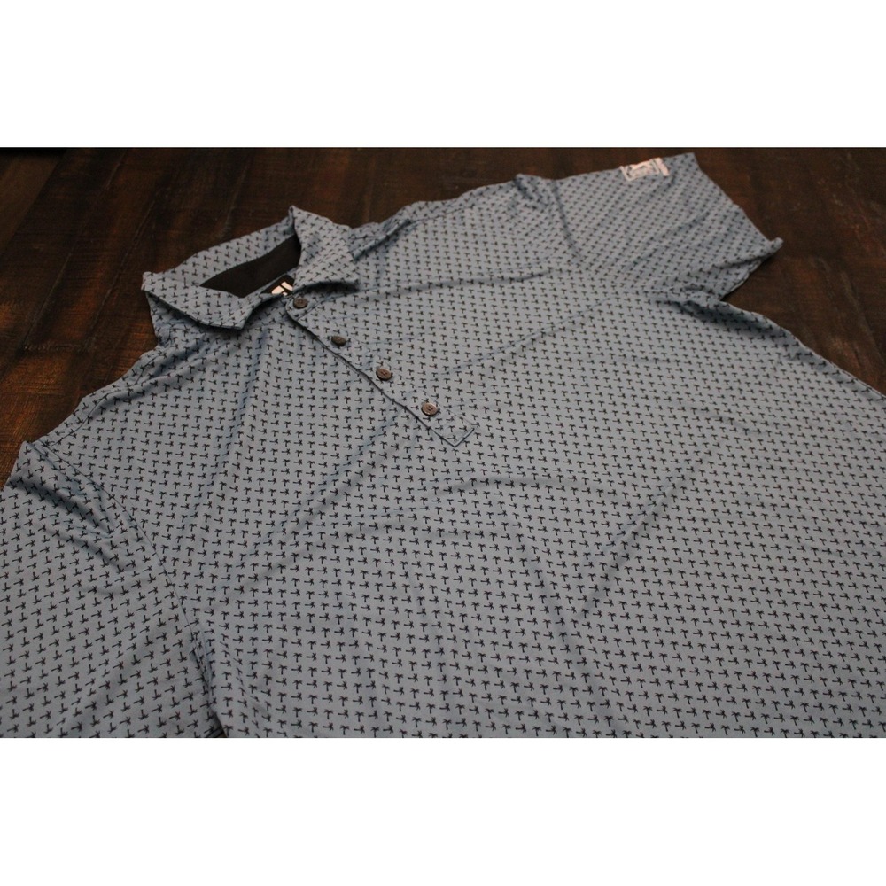 FootJoy Polo Shirt Mens Large Blue Palm Print Golf Stretch TPC Prestancia Course